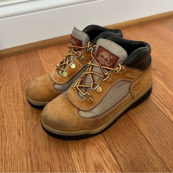 Timberland Kids Boys Field Lace Up Tan Boot Outdoor Heavyduty Size 1 Youth - Picture 2 of 7